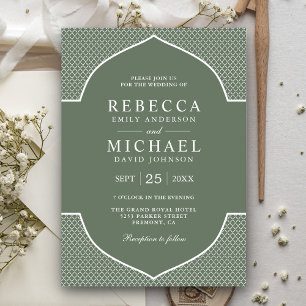 Invitation Russe Boho Sage Green Ethnic Indian Arch Mariage