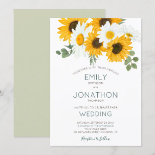 Invitation Russe Boho tournesol Feuille Mariage