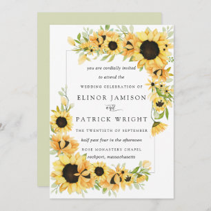 Invitation Russe Boho Yellow Sunflower Mariage d'été