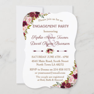 Invitation Russe Bourgogne Marsala Floral