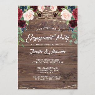 Invitation Russe Bourgogne Wood Marsala