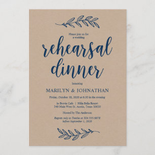Invitation Russe Brown Kraft, Dîner de répétition, Navy Blue
