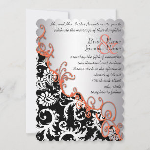 Invitation Russe Brown papier Damask Tangerine Fils