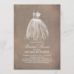Invitation Russe Burlap et Mariage Gown Fête de l'mariée