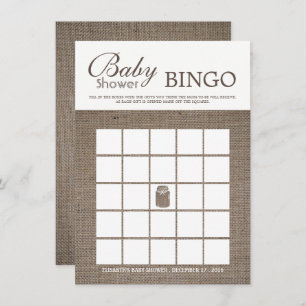 Invitation Russe Burlap Mason Jar Baby shower Bingo
