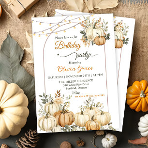 Invitation Russe Citrouille Automne Floral fête d'anniversair