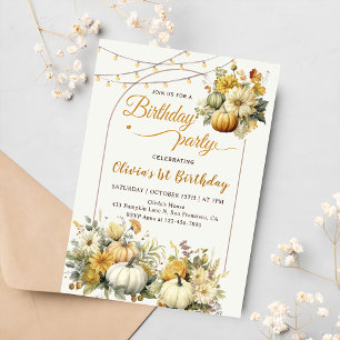 Invitation Russe Citrouille Automne Floral fête d'anniversair