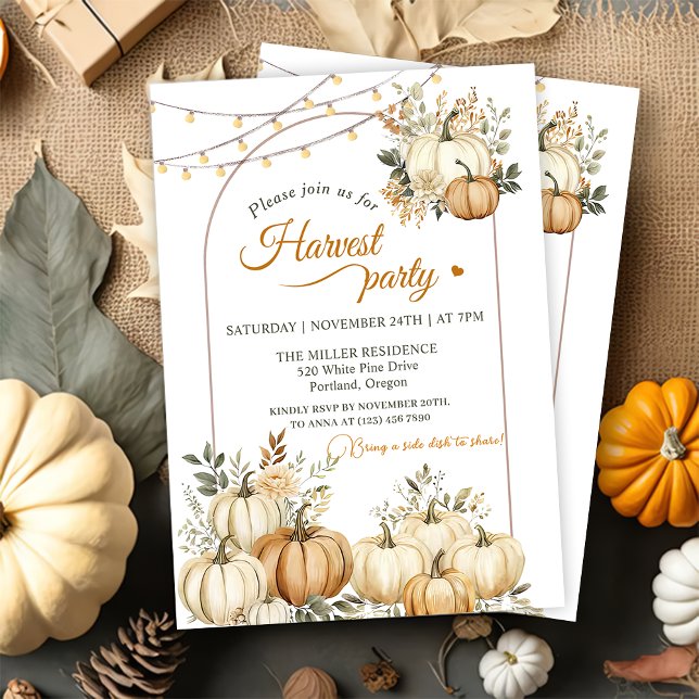 Invitation Russe Citrouille Automne Floral Harvest Party (Créateur téléchargé)