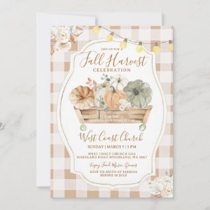 Invitation Russe Citrouille Brown En vichy Automne Harvest Pa