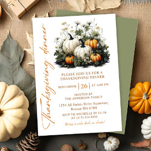 Invitation Russe Citrouille Thanksgiving Diner Aquarelle