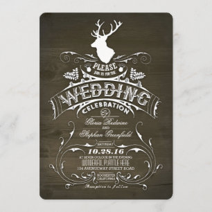 Invitation Russe Country Deer Antlers Barne Mariage