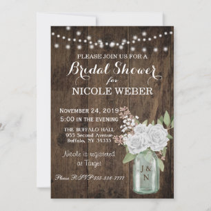 Invitation Russe Country Mason Jar Barn Fête de l'mariée Invi