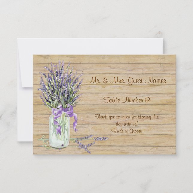 Invitation Russe Country Mason Jar French Lavender Bouquet (Devant)