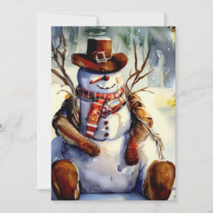 Invitation Russe Cowboy Snowman fête de Noël