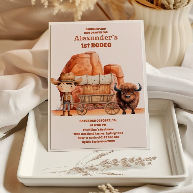 Invitation Russe cowboy western vache premier rodéo 1er anniv (Créateur téléchargé)