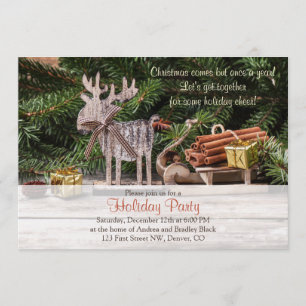 Invitation Russe Deer Sleigh Noël Fête de Noël
