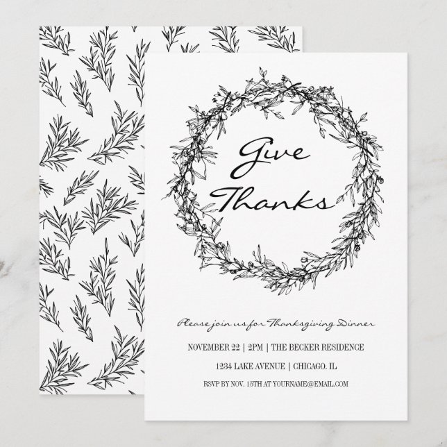 Invitation Russe Donner Merci Thanksgiving Dîner (Devant / Derrière)