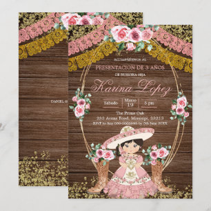 Invitation Russe espagnol rose Boot Charra Tres Anos