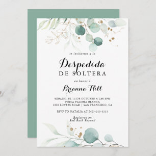 Invitation Russe Eucalyptus Gold Fête des mariées espagnole