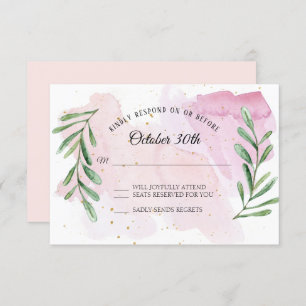 Invitation Russe Eucalyptus Leaf Or Aquarelle moderne RSVP