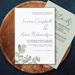 Invitation Russe Eucalyptus Sage Vert Tout en un Mariage