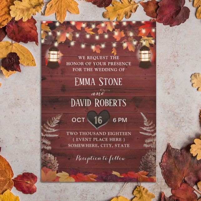 Invitation Russe Feuilles d'automne Lanterne Rouge Mariage de (Créateur téléchargé)