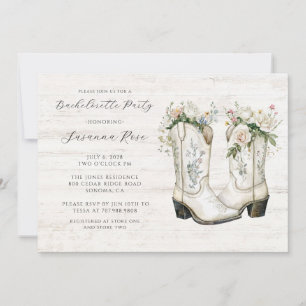Invitation Russe Floral Cowgirl Boots Bachelorette Party
