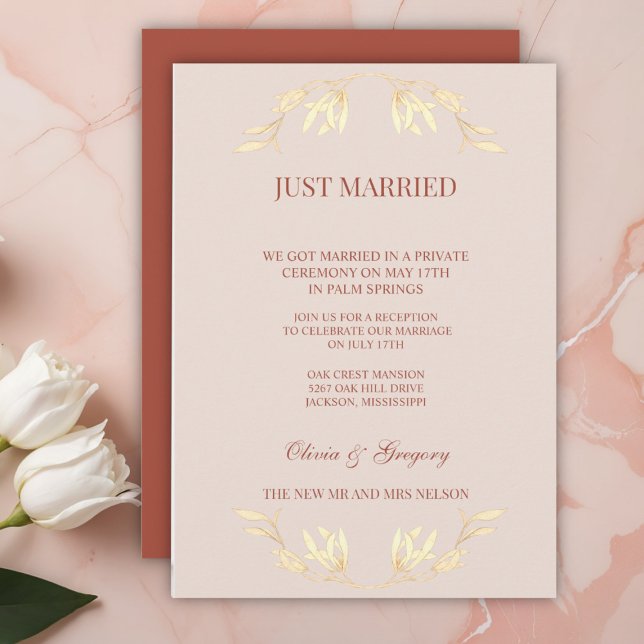 Invitation Russe Floral Sans Temps Juste Marié (Créateur téléchargé)
