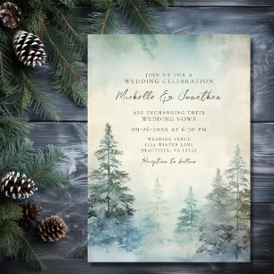Invitation Russe Forêt de pins d'hiver Mariage de bois