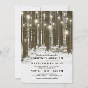 Invitation Russe hiver Bois Arbre Chaîne Lumière Mariage