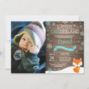 Invitation Russe hiver Onederland Fox 1er anniversaire