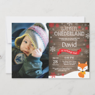 Invitation Russe hiver Onederland Fox 1er anniversaire