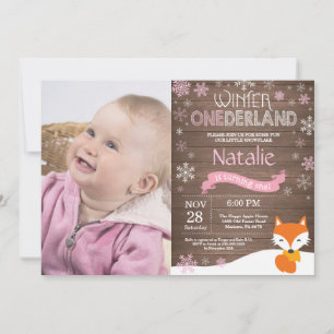 Invitation Russe hiver Onederland Fox 1er anniversaire