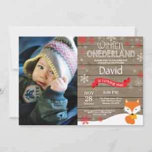 Invitation Russe hiver Onederland Fox 1er anniversaire