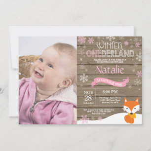 Invitation Russe hiver Onederland Fox 1er anniversaire