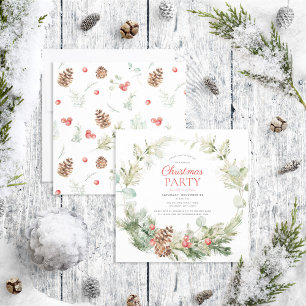 Invitation Russe Hiver Pine Berry Wreath Fête