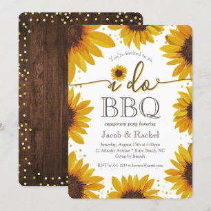 Invitation Russe I DO BBQ Sunflower & Gold Engagement Party