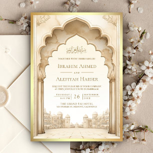 Invitation Russe Ivoire Gold Palais islamique Mariage musulma