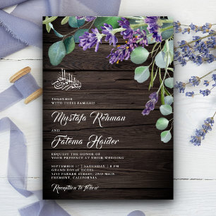 Invitation Russe Lavande de Bois Eucalyptus Mariage islamique