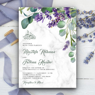 Invitation Russe Lavande Eucalyptus Marbre Mariage islamique
