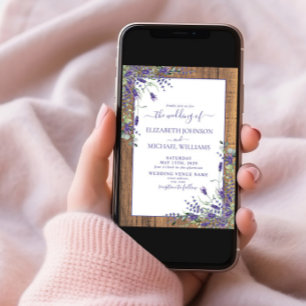 Invitation Russe Lavande Eucalyptus Mariage de script en bois