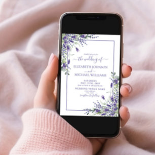 Invitation Russe Lavande Eucalyptus Mariage de script en bois