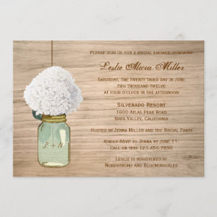 Invitation Russe Mason Jar Hydrangea Fête de l'mariée avec ph