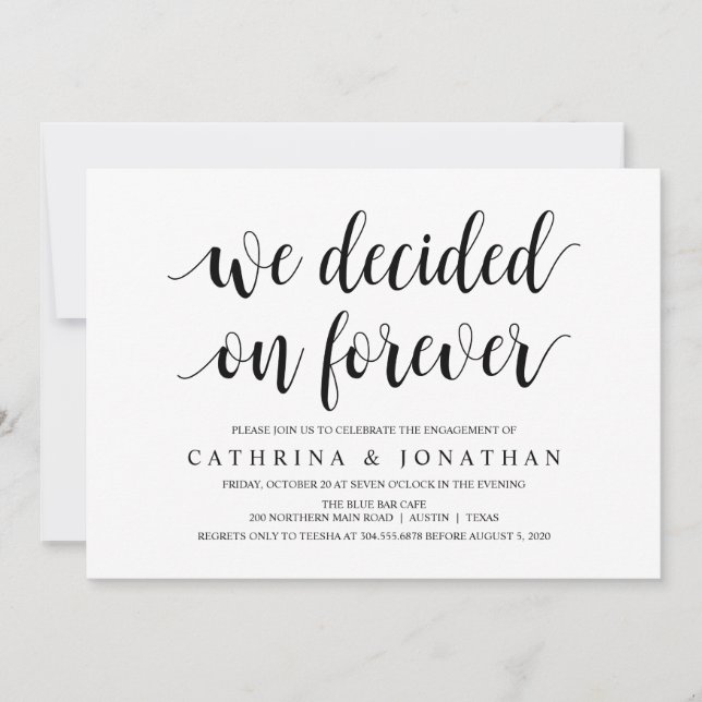 Invitation Russe moderne, écriture noire, parti d'engagement (Devant)