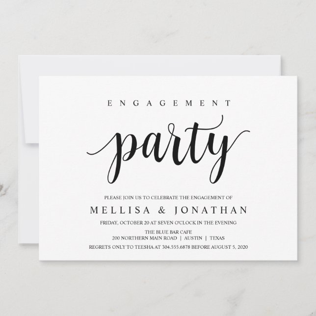 Invitation Russe moderne, Noir, Partie d'engagement (Devant)