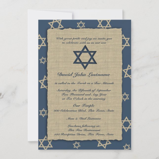 Invitation Russe Navy Blue Bar Mitzvah (Devant)