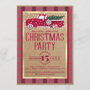 Invitation Russe Pays Camion Rouge Flannel fête de Noël