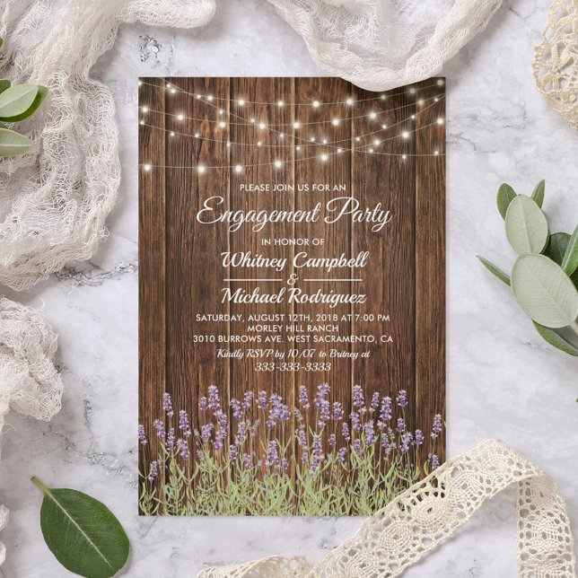 Invitation Russe Pays Lavender Lights Partie Engagement (Créateur téléchargé)