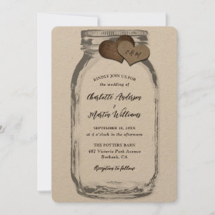 Invitation Russe Pays Mason Jar Kraft Mariage papier