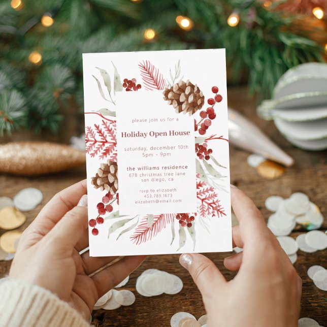 Invitation Russe Pinecone & Berry Holiday Open House (Créateur téléchargé)